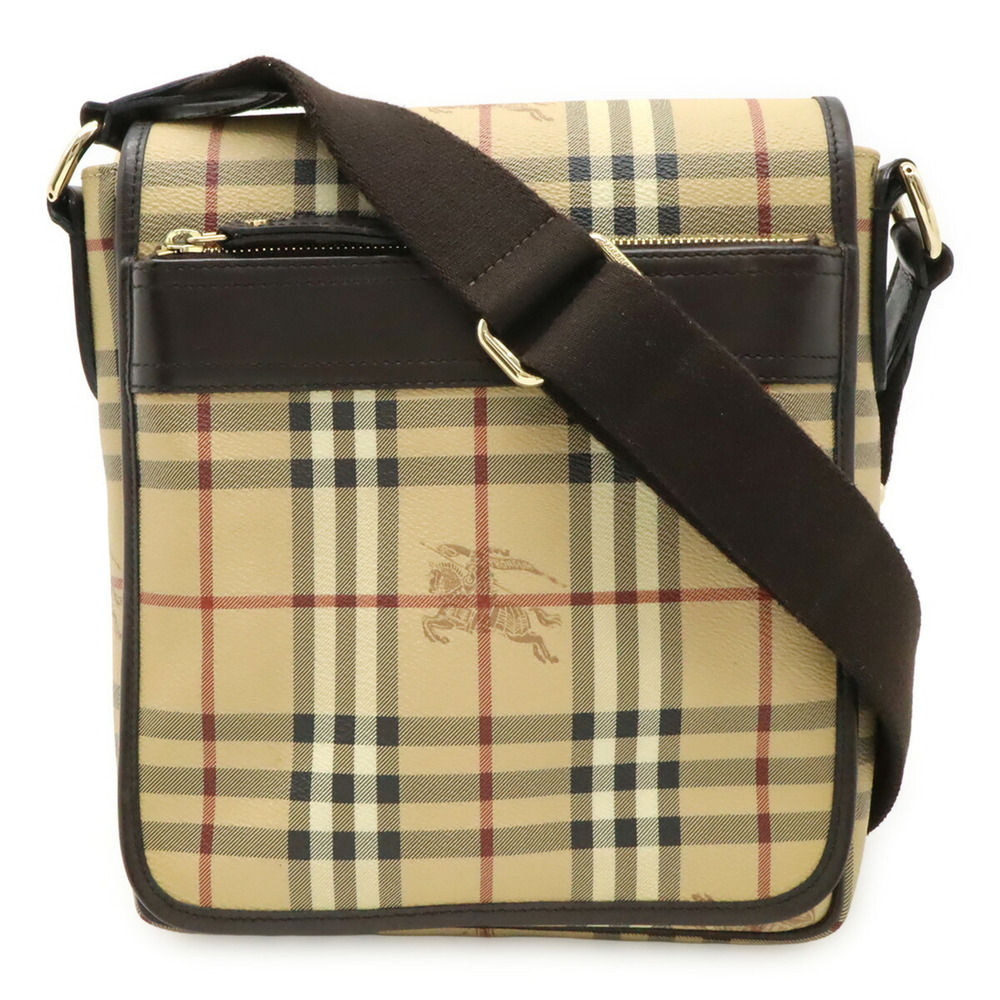BURBERRY Nova Check shoulder bag/handbag in leather, beige/dark brown.